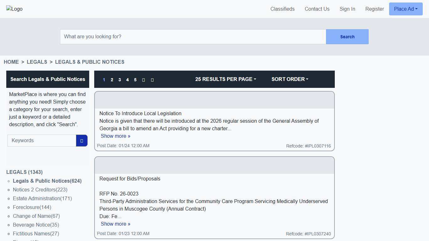 iPublish MarketPlace - Legals - Legals & Public Notices