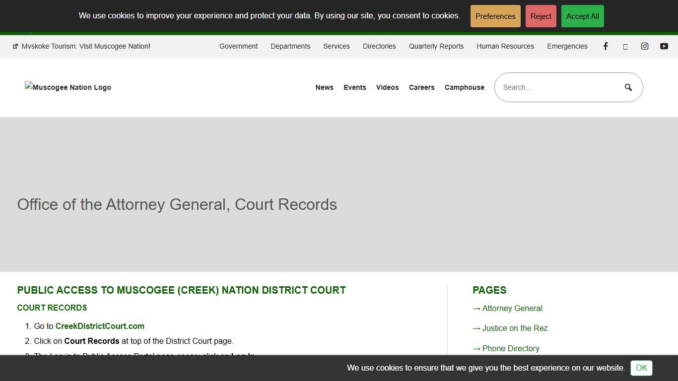 Office of the Attorney General, Court Records MuscogeeNation.com :MuscogeeNation.com